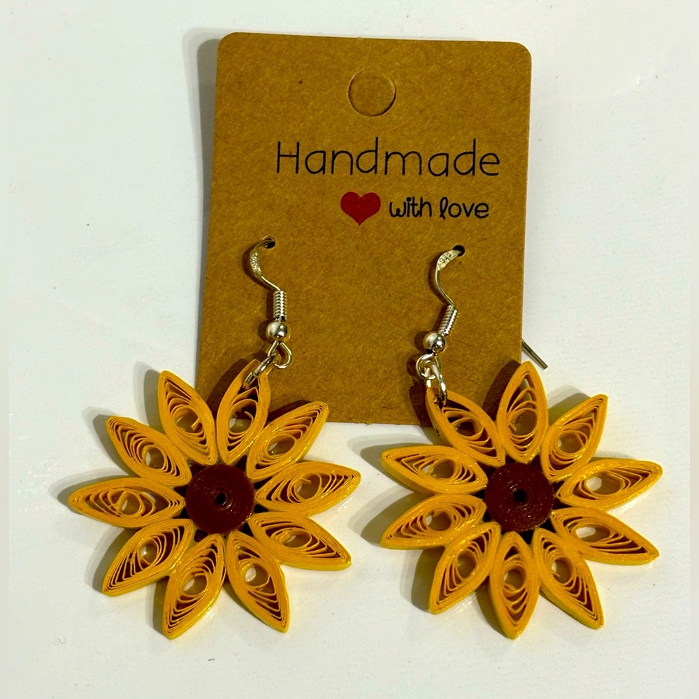 Sunflower Earrings / Quilled Paper Earrings / Handmade